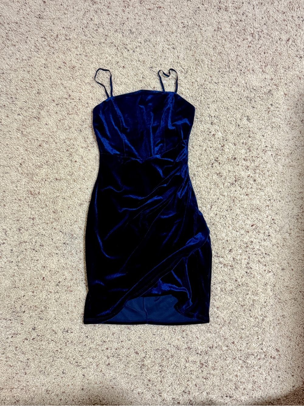 Blue velvet mini dress